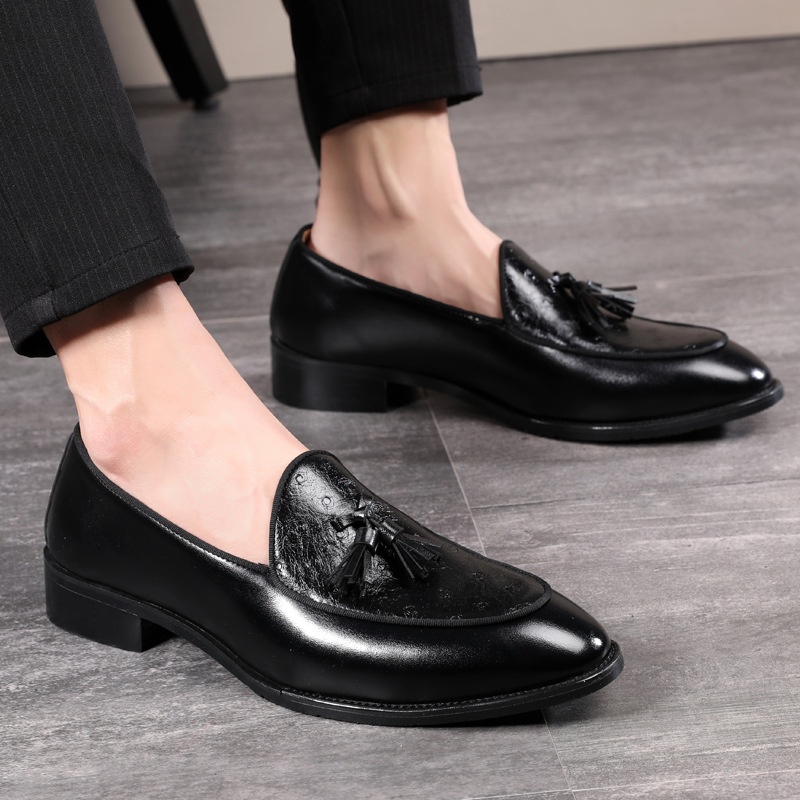 Voyage Voyage British Style Men's Leather Shoes Youth Pointed Toe Tassel Loafers In Stock Wholesale_voghion.com