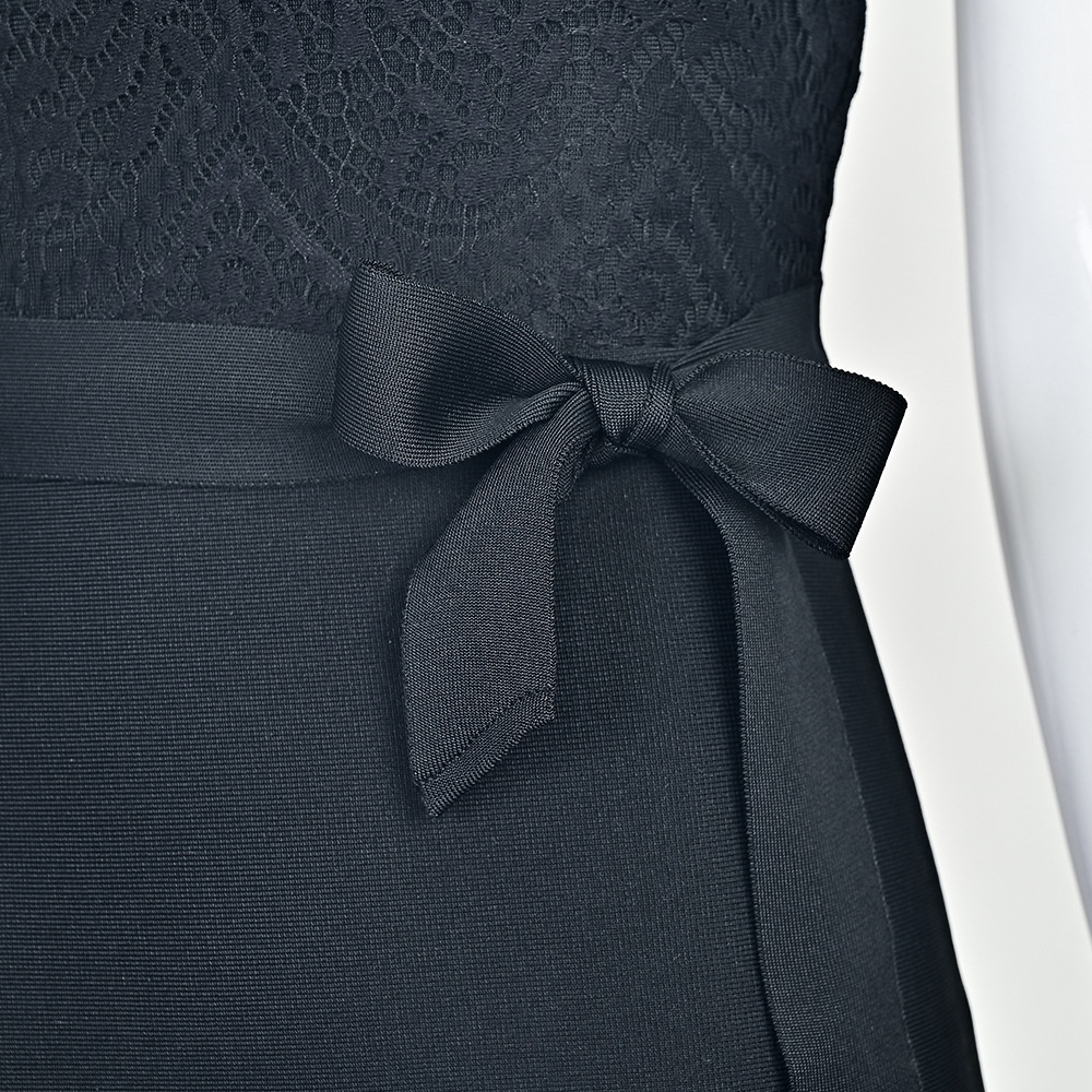 ChicShe ChicShe European And American Elegant Belt Lace Bow Sheer High-End Sexy Bodycon Bandage Dress_voghion.com