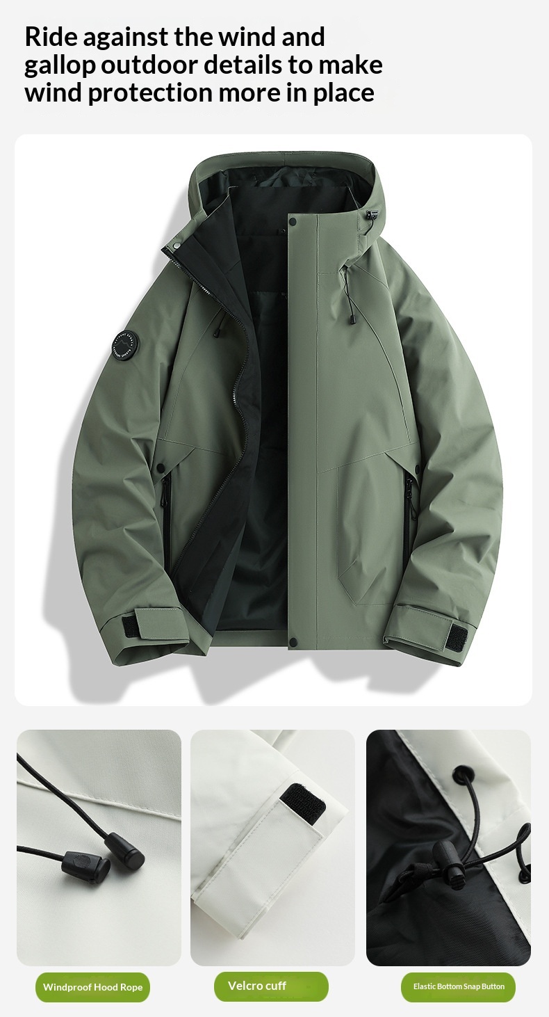 boy Boy Dragon Fruit Color Women's Three-in-One Windproof Waterproof Fleece Two-Piece Set Men's Cycling Travel Hiking Jacket_voghion.com