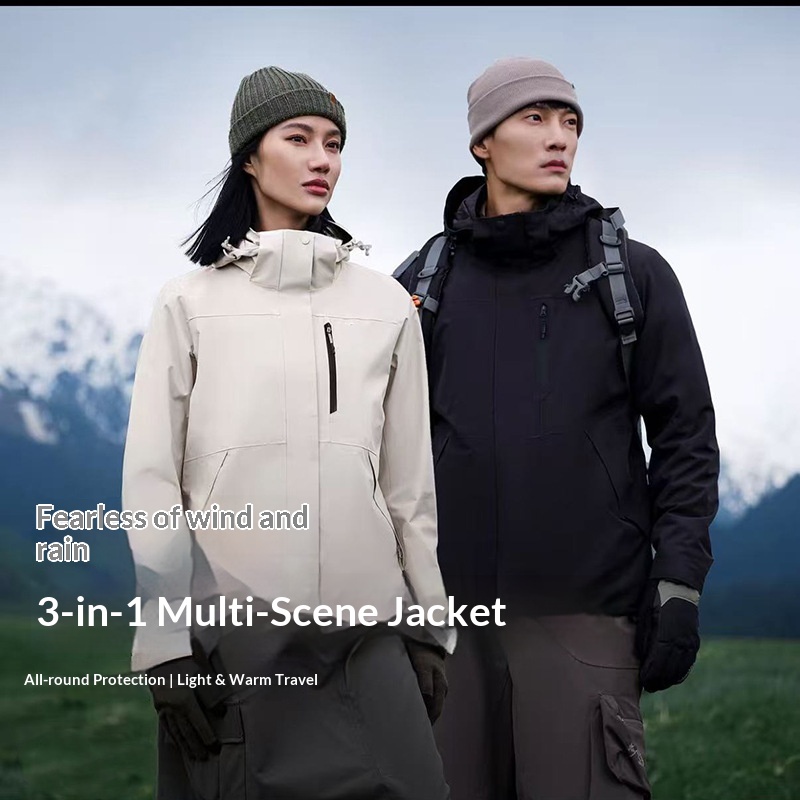 Boy Mouxihe Drei-in-Eins-Jacke im gleichen Stil für Damen und Herren, Outdoor-Camping, winddicht, wasserdicht, Arbeitskleidung, individuell anpassbar_voghion.com