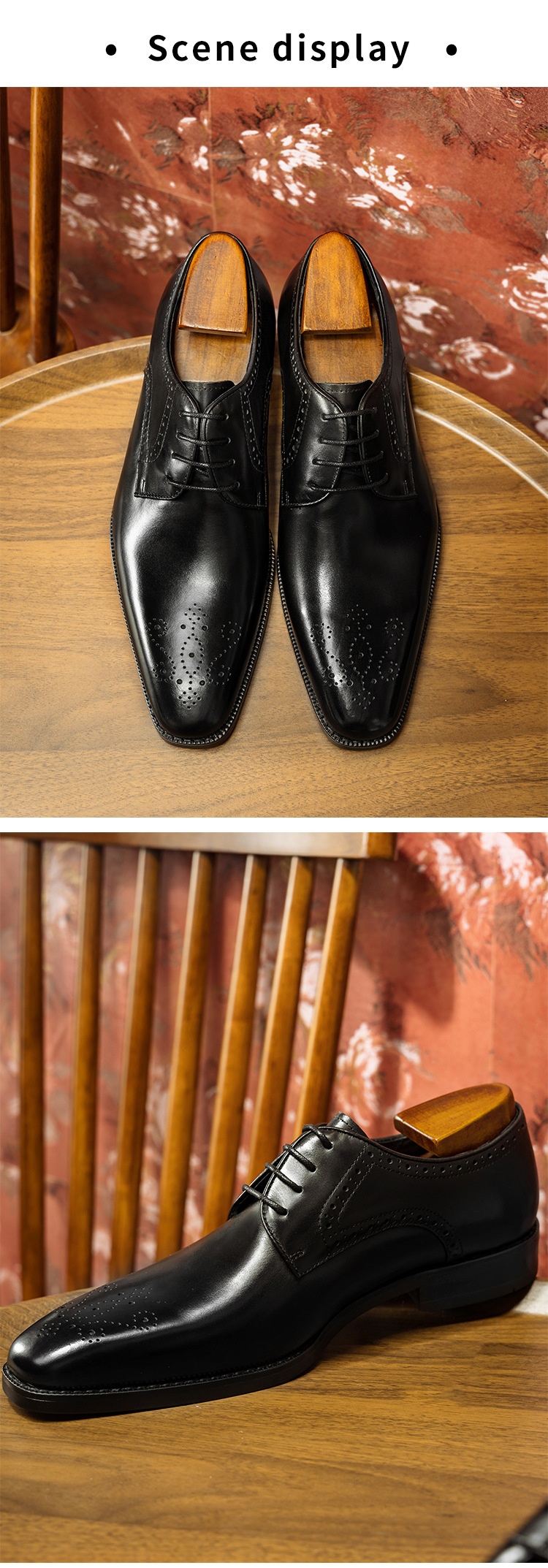 Voyage Voyage Gao - Source Factory Brogue Leather Business Formal Cowhide Men's Small Square Toe Derby Shoes_voghion.com