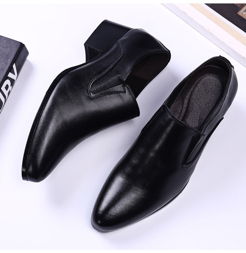 WalkPrime Factory Direct New 6CM Pointed Genuine Trendy Height Increasing Men's High Heel 8cm Leather Shoes_voghion.com
