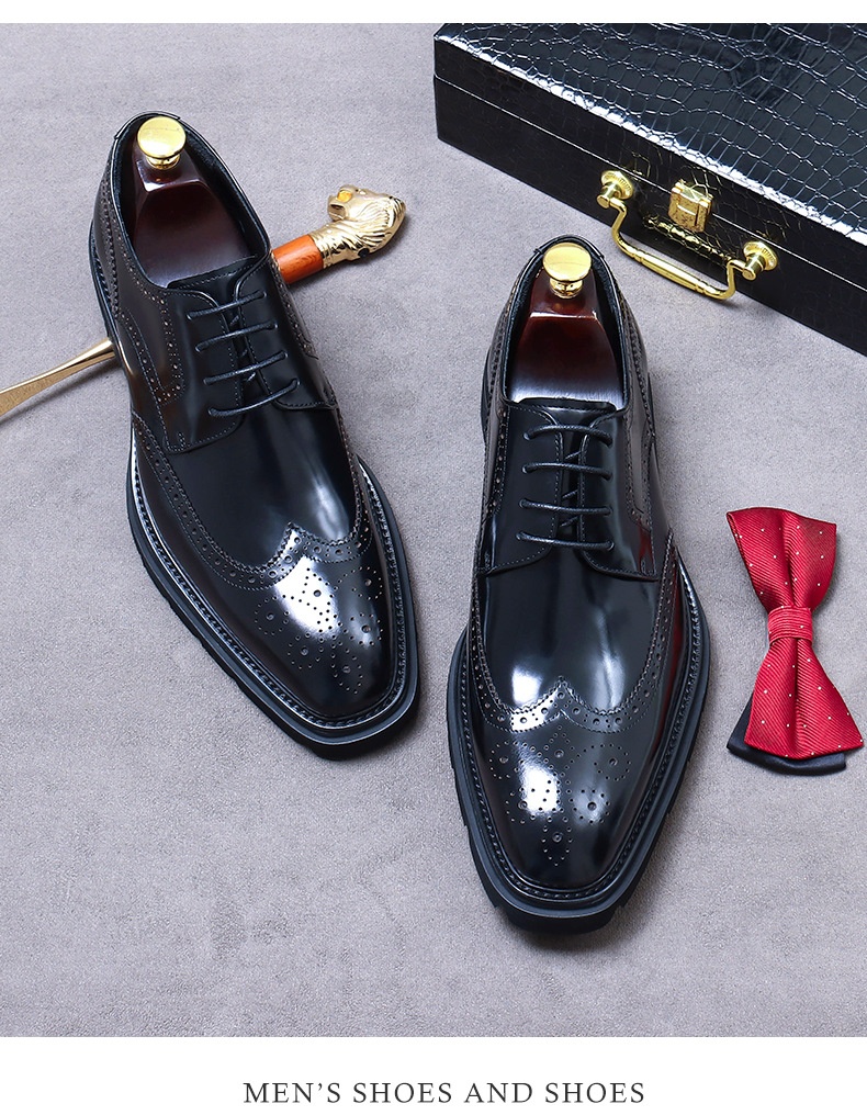 Voyage Voyage Grande Saldi Scarpe da Sposa Formali da Uomo in Pelle di Vacchetta con Suola Spessa, Fatte a Mano, Derby Lucide e Traspiranti_voghion.com