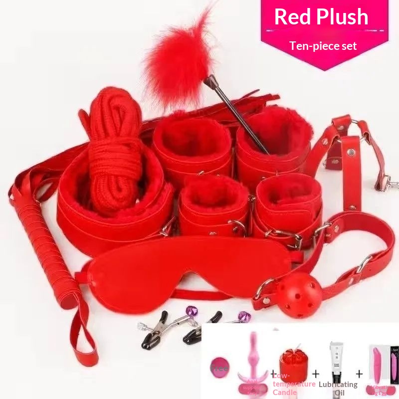 luckyqqyp SM Peluche Sexy Toys Set di Addestramento Bondage Dieci Pezzi Frusta Manette Manette per Piedi Plug Anale Punizione Provocante_voghion.com