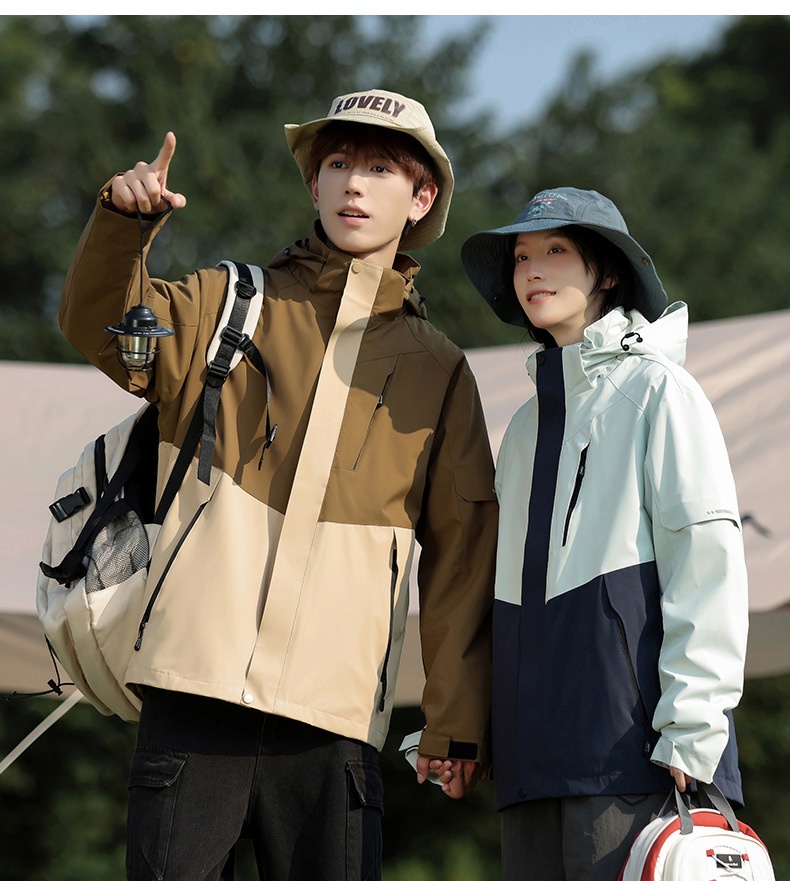 Boy Boy Outdoor 3'ü 1 arada Çıkarılabilir Erkek Rüzgar Geçirmez Polar Astar Su Geçirmez Soğuğa Dayanıklı Yürüyüş Ceketi Kadın Mont_voghion.com