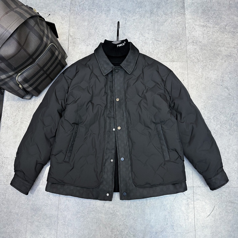 Doudoune d'hiver tendance pour homme, 90 % coton blanc, col rabattu, en duvet gaufré, avec col rabattu._voghion.com