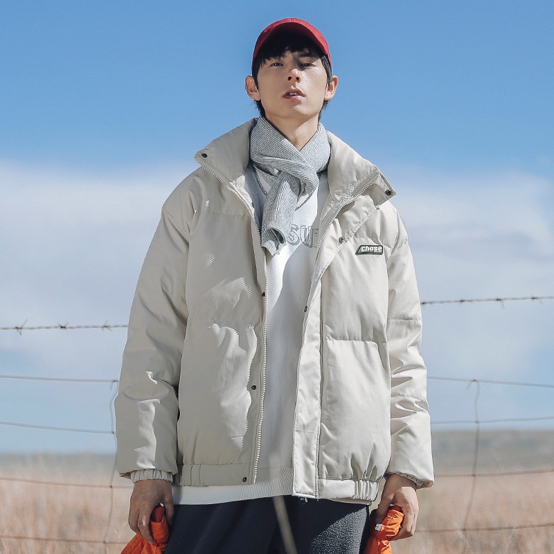 Vêtements pour hommes Hanlu, collection hiver 2024, doudoune épaisse et tendance à col montant, en coton Q_voghion.com