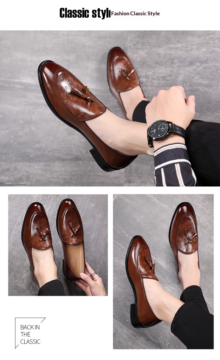 Voyage Voyage British Style Men's Leather Shoes Youth Pointed Toe Tassel Loafers In Stock Wholesale_voghion.com