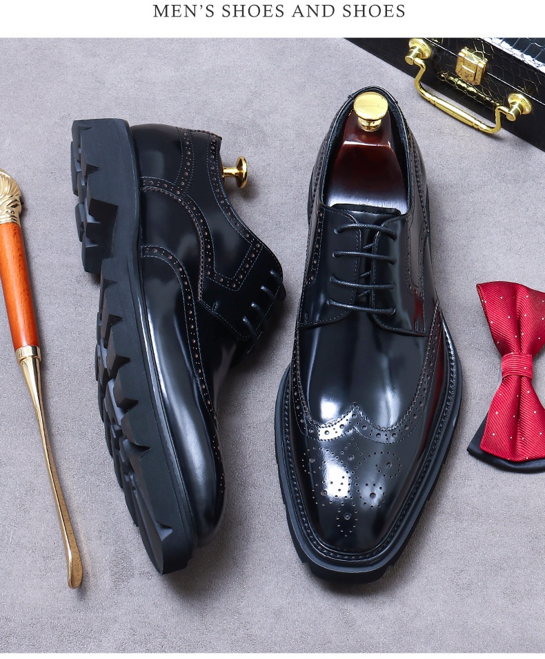 Voyage Voyage Grande Saldi Scarpe da Sposa Formali da Uomo in Pelle di Vacchetta con Suola Spessa, Fatte a Mano, Derby Lucide e Traspiranti_voghion.com