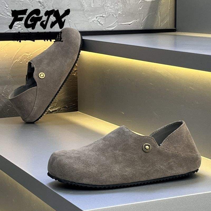 Voyage FGJX Men's European And American Bronze Brown Closed-Toe Two-Way Versatile Loafers Soft Sole Slip-On Lazy_voghion.com