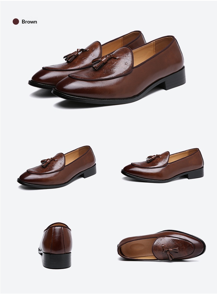 Voyage Voyage British Style Men's Leather Shoes Youth Pointed Toe Tassel Loafers In Stock Wholesale_voghion.com