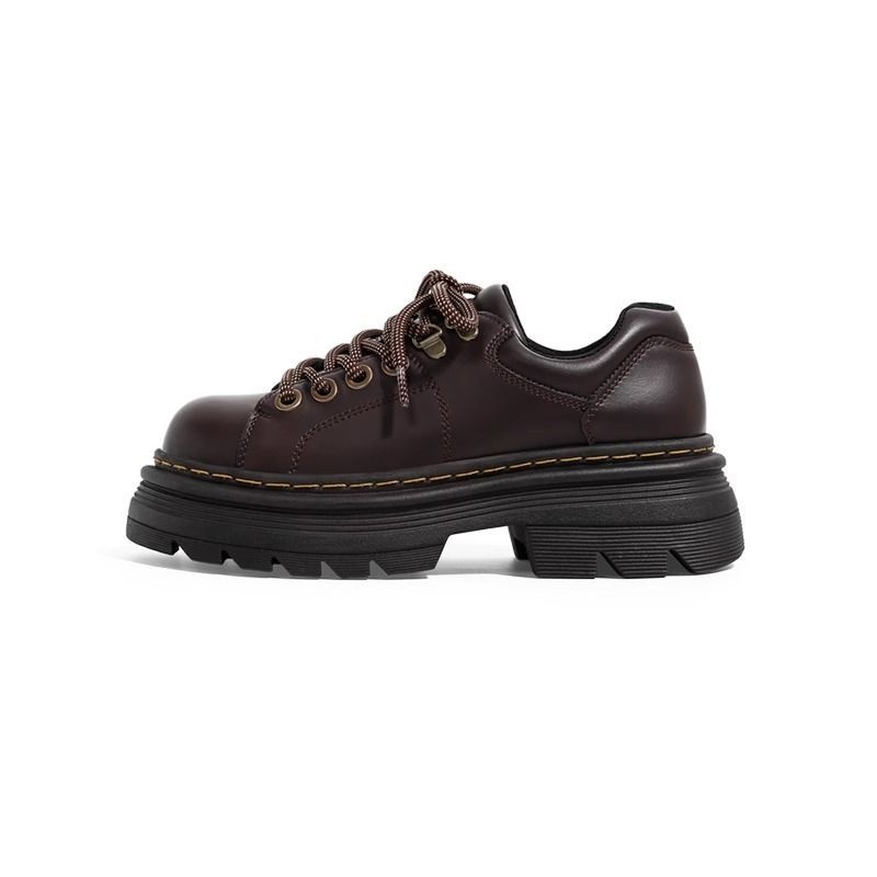 Voyage Voyage 2025 Nouvelles chaussures Martin à semelle épaisse pour femmes, chaussures Derby en cuir rehaussantes pour l'automne, mocassins de style britannique_voghion.com