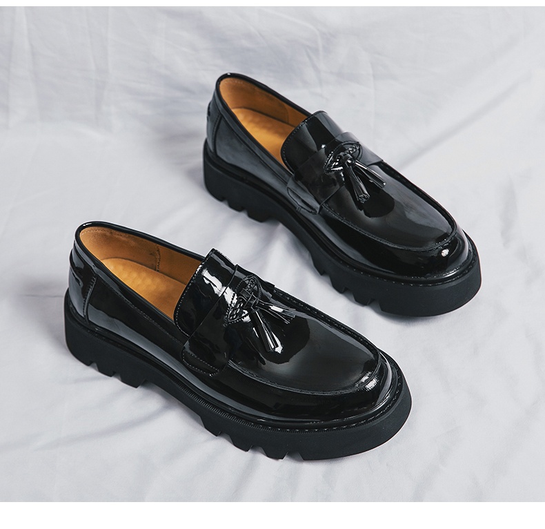 Voyage Men's Loafers New British Style Business Formal Shiny Slip-On Chunky Sole Height Increasing Casual Leather Shoes_voghion.com