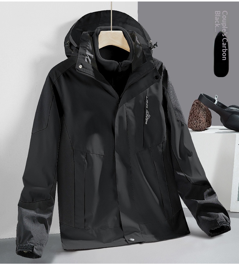 Boy Outdoor 3-in-1 Jacke für Damen und Herren, Paar-Wanderanzug, winddicht, wasserdicht, atmungsaktiv, wasserabweisend_voghion.com