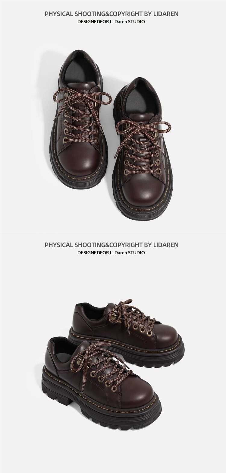 Voyage Voyage 2025 Nouvelles chaussures Martin à semelle épaisse pour femmes, chaussures Derby en cuir rehaussantes pour l'automne, mocassins de style britannique_voghion.com