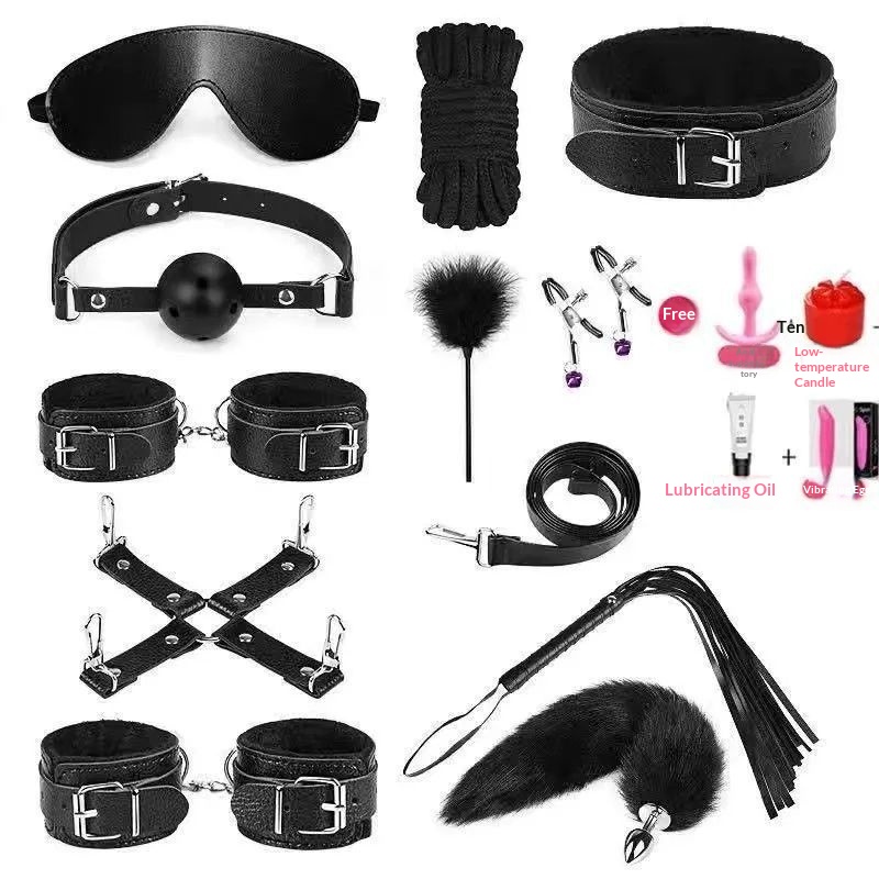 luckyqqyp SM Peluche Sexy Toys Set di Addestramento Bondage Dieci Pezzi Frusta Manette Manette per Piedi Plug Anale Punizione Provocante_voghion.com