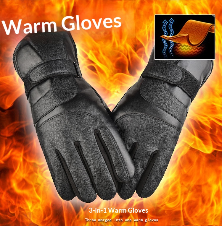 boy Boy Boy Warm Outdoor Winter Ski Leather Large Seven Plus Velvet Thickened Cold-Proof Non-Slip Sports Motorcycle Riding Gloves_voghion.com