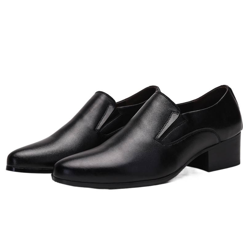 WalkPrime Factory Direct New 6CM Pointed Genuine Trendy Height Increasing Men's High Heel 8cm Leather Shoes_voghion.com