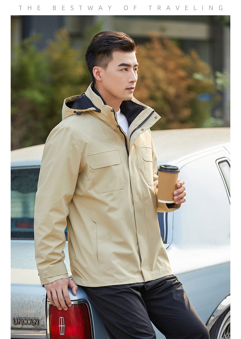 Boy 3-in-1 Abnehmbare High-End Business Outdoor Wasserdichte Winddichte Verdickte Warme Jacke zum Wandern Bergsteigen Camping Für_voghion.com