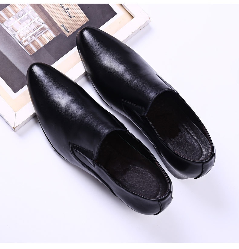 WalkPrime Factory Direct New 6CM Pointed Genuine Trendy Height Increasing Men's High Heel 8cm Leather Shoes_voghion.com