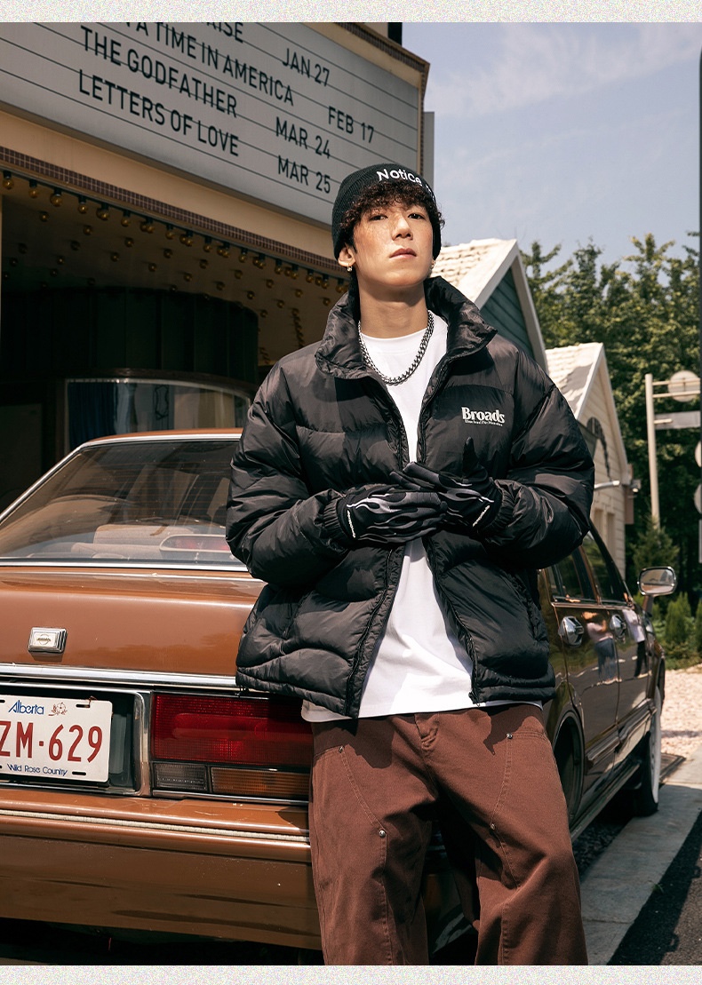 boy 90 American Style Short Down For Men Winter New Letter Print Trendy Brand Couple Warm Puffer Jacket_voghion.com