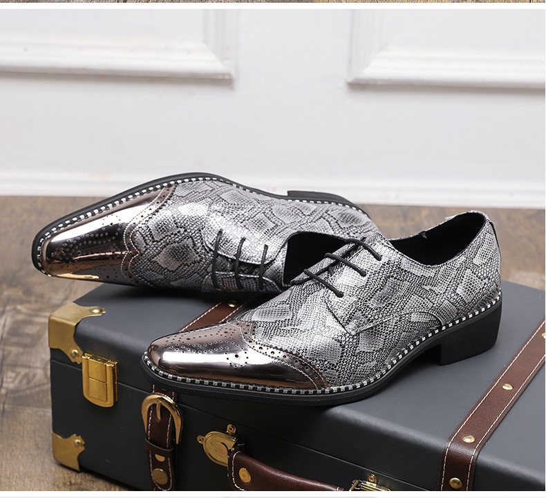 WalkPrime WalkPrime Cross-Border Gold Glossy Business Brogue Scarpe Derby con lacci, punta affilata, stile europeo e americano, taglia grande_voghion.com