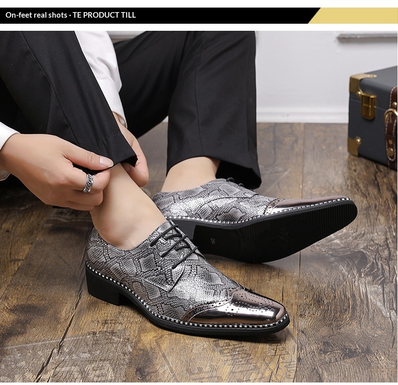 WalkPrime WalkPrime Cross-Border Gold Glossy Business Brogue Scarpe Derby con lacci, punta affilata, stile europeo e americano, taglia grande_voghion.com