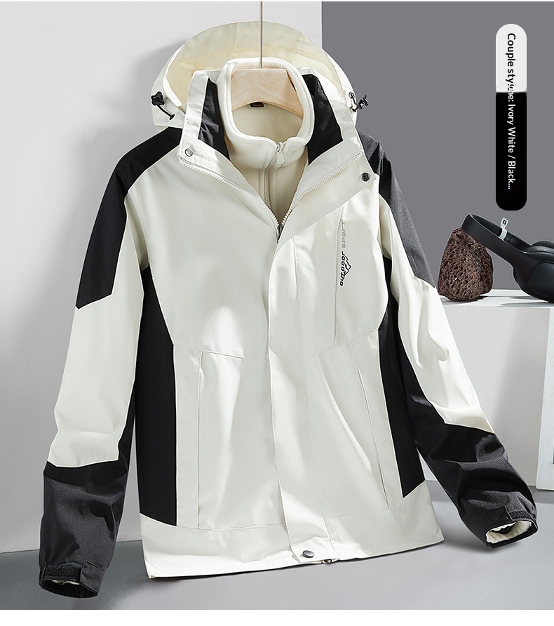 Boy Outdoor 3-in-1 Jacke für Damen und Herren, Paar-Wanderanzug, winddicht, wasserdicht, atmungsaktiv, wasserabweisend_voghion.com