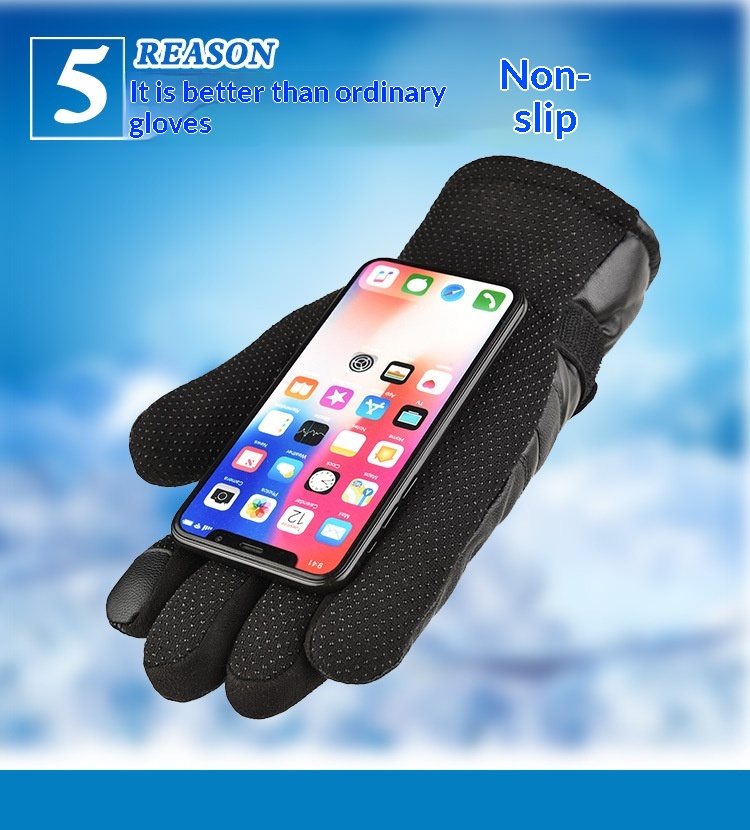 boy Boy Boy Warm Outdoor Winter Ski Leather Large Seven Plus Velvet Thickened Cold-Proof Non-Slip Sports Motorcycle Riding Gloves_voghion.com