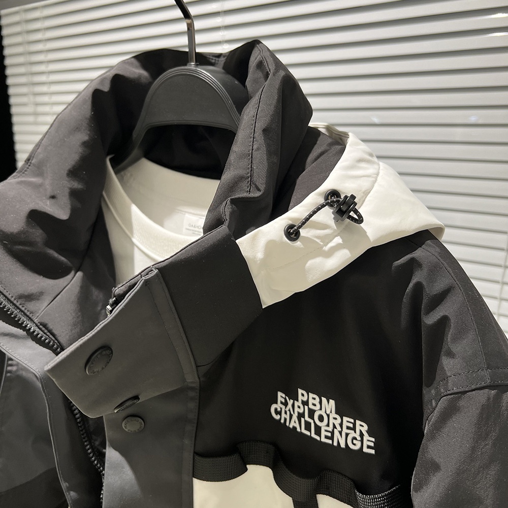 Herren Winter 2024, dick gefütterte Daunenjacke mit Kapuze, schwarz-weiß, trendig, im Großhandel erhältlich_voghion.com