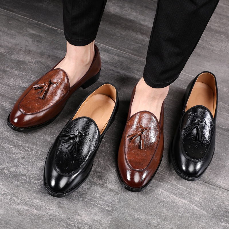 Voyage Voyage British Style Men's Leather Shoes Youth Pointed Toe Tassel Loafers In Stock Wholesale_voghion.com