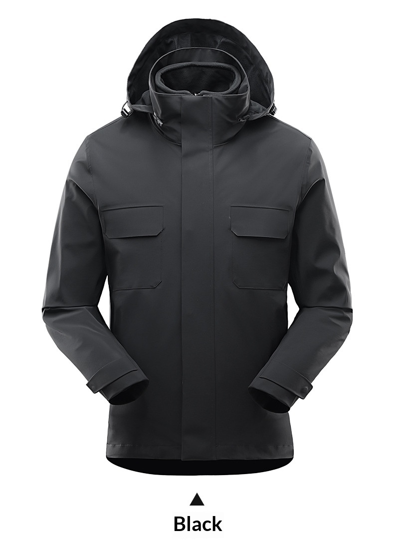 Boy 3-in-1 Abnehmbare High-End Business Outdoor Wasserdichte Winddichte Verdickte Warme Jacke zum Wandern Bergsteigen Camping Für_voghion.com