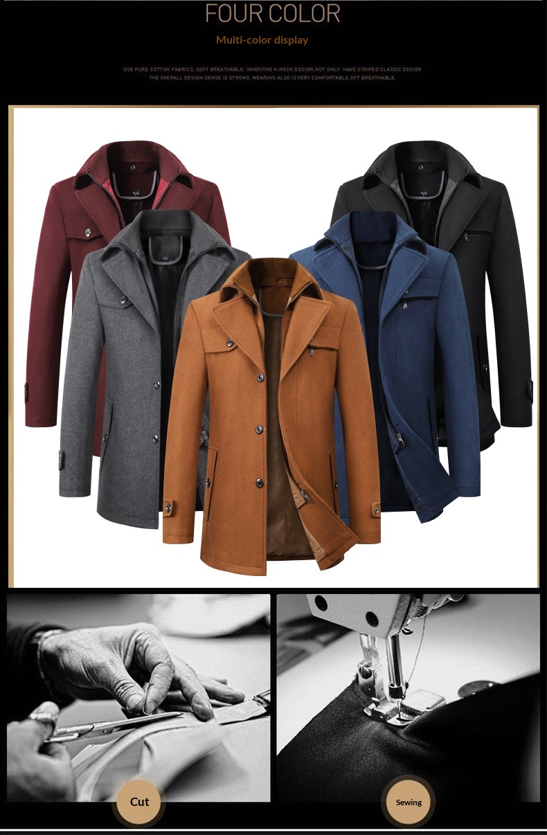 boy Boy 2025 New Woolen Business Casual Fashion Thickened Warm Oversized Men's Trendy Trench Coat_voghion.com