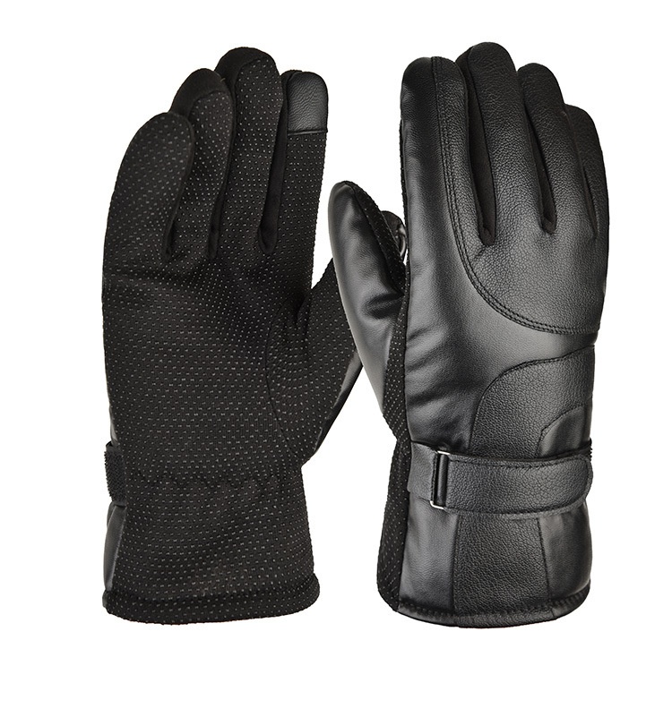 boy Boy Boy Warm Outdoor Winter Ski Leather Large Seven Plus Velvet Thickened Cold-Proof Non-Slip Sports Motorcycle Riding Gloves_voghion.com