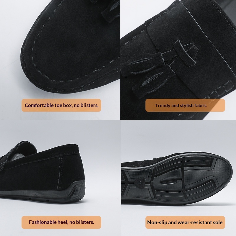 Voyage Voyage Men's Loafers Spring 2024 New Trendy Slip-On Casual Leather With Tassels Soft Sole Driving Shoes_voghion.com