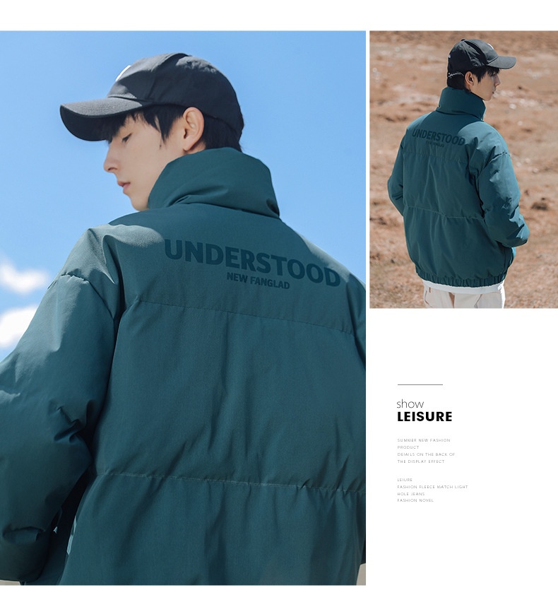 Vêtements pour hommes Hanlu, collection hiver 2024, doudoune épaisse et tendance à col montant, en coton Q_voghion.com