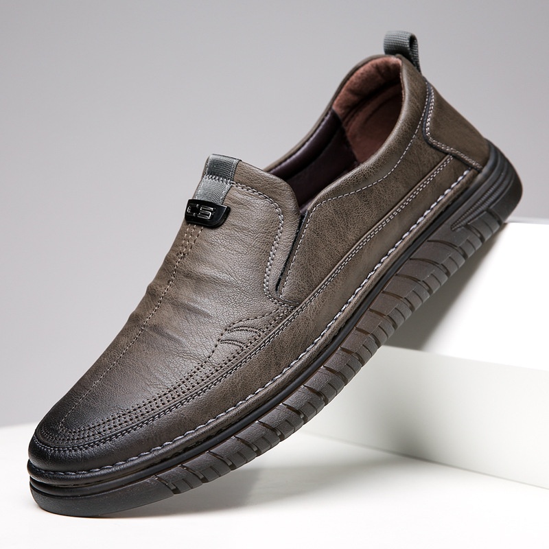 Voyage Voyage New Leather Cowhide Business Loafers Casual Men's Soft Sole Non-Slip Lazy Shoes_voghion.com