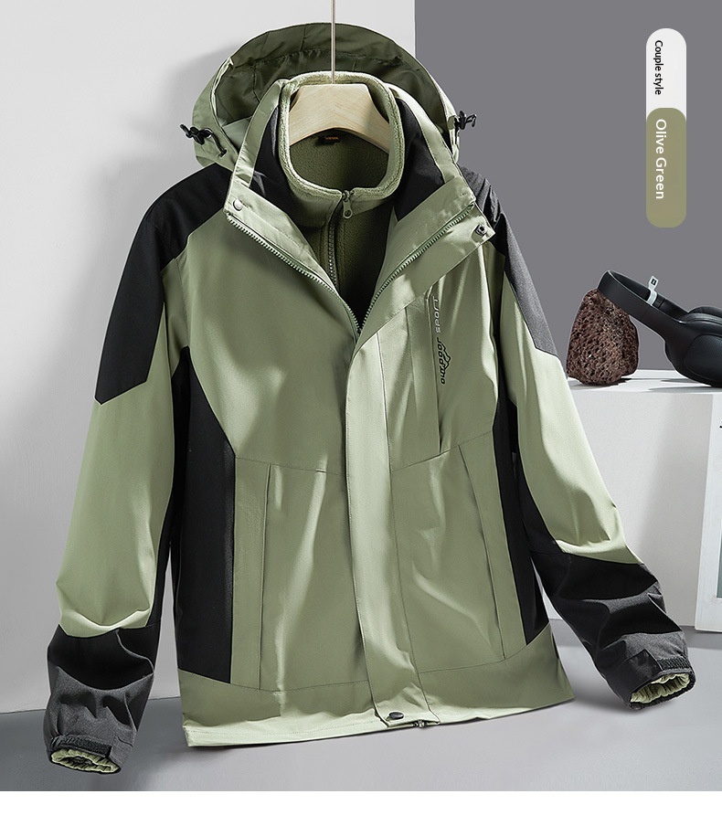 Boy Outdoor 3-in-1 Jacke für Damen und Herren, Paar-Wanderanzug, winddicht, wasserdicht, atmungsaktiv, wasserabweisend_voghion.com
