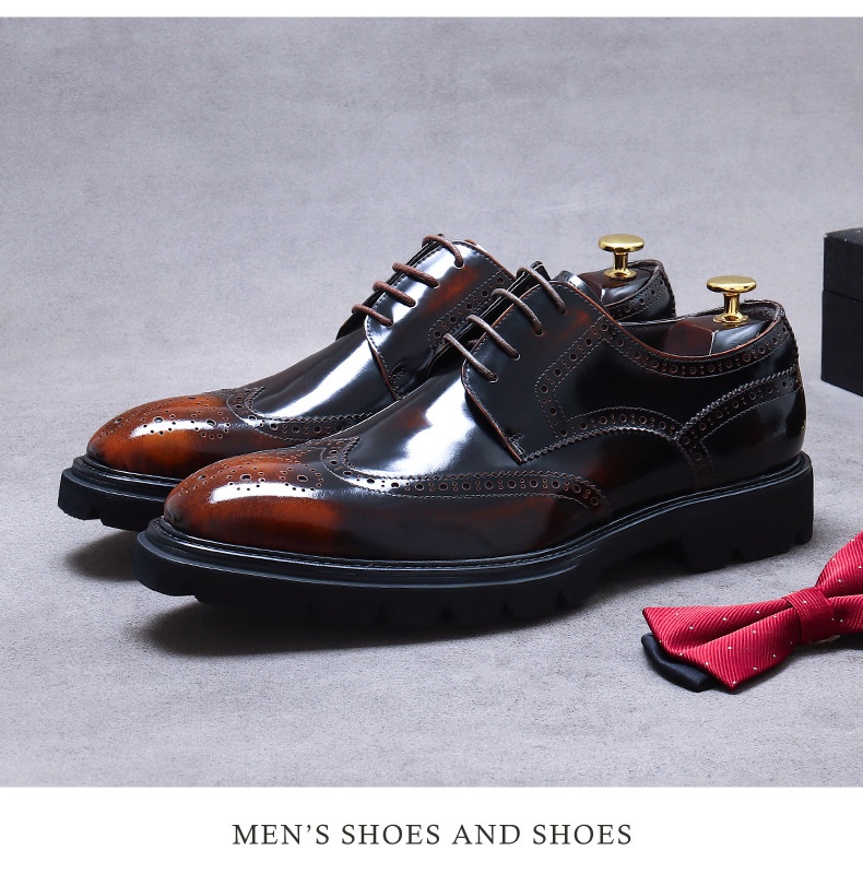 Voyage Voyage Grande Saldi Scarpe da Sposa Formali da Uomo in Pelle di Vacchetta con Suola Spessa, Fatte a Mano, Derby Lucide e Traspiranti_voghion.com