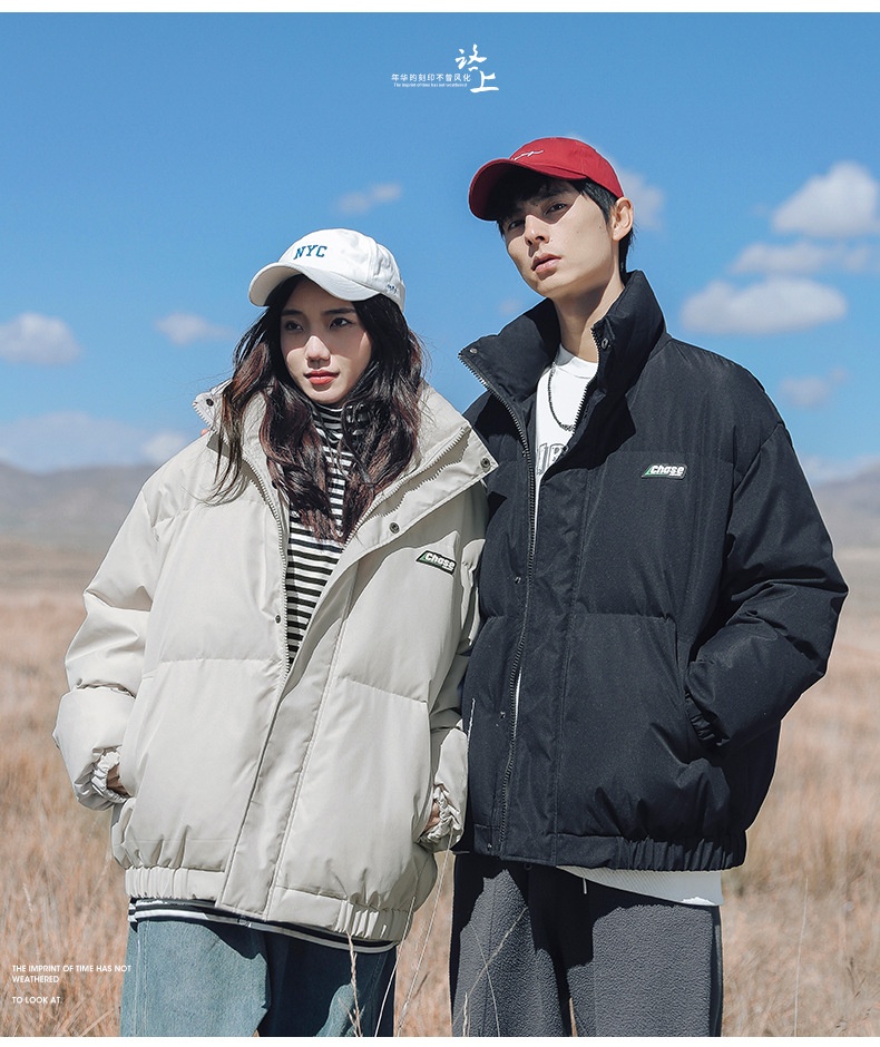 Vêtements pour hommes Hanlu, collection hiver 2024, doudoune épaisse et tendance à col montant, en coton Q_voghion.com