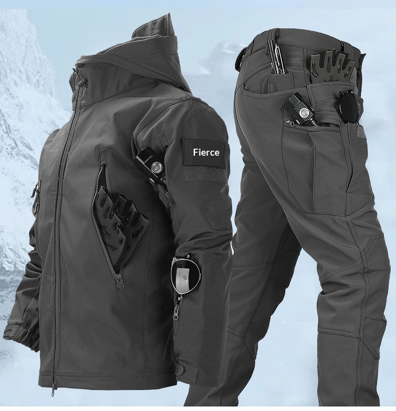 Giacca invernale da uomo in pile morbido con fodera in pelle di squalo, calda, impermeabile, antivento, da sci e ciclismo_voghion.com