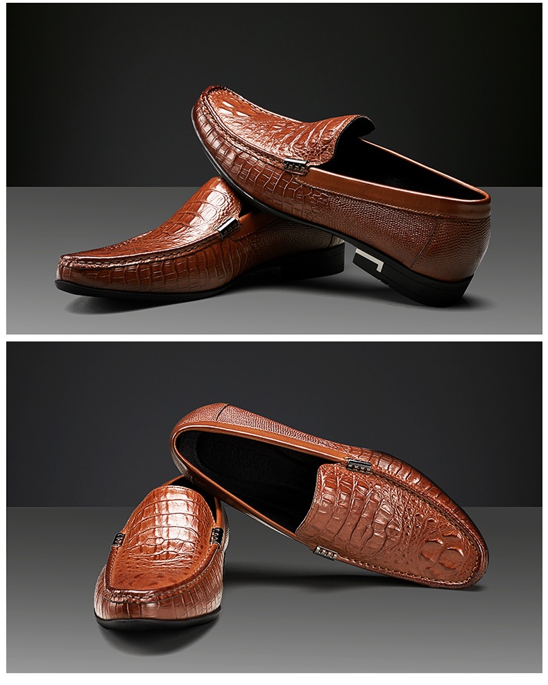 Voyage Voyage - Mocasines de piel auténtica con suela suave para hombre, cómodos y casuales, con estampado de cocodrilo, color negro_voghion.com