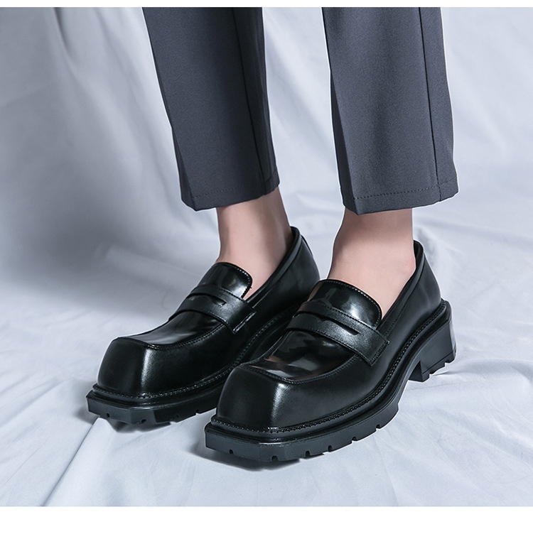 WalkPrime Formal Square Toe Leather For Men Britih Style In Caual Groommen Suit Black Thick-Soled Height-Increaing Derby_voghion.com