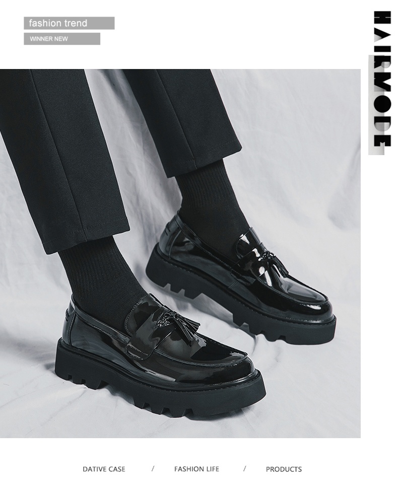 Voyage Men's Loafers New British Style Business Formal Shiny Slip-On Chunky Sole Height Increasing Casual Leather Shoes_voghion.com