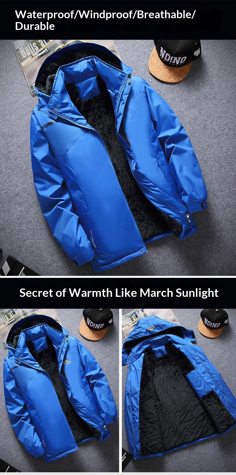 Herren-Baumwollmantel für den Winter, warm, winddicht, wasserdicht, strapazierfähig, Wanderjacke mit Kapuze, kältebeständig_voghion.com