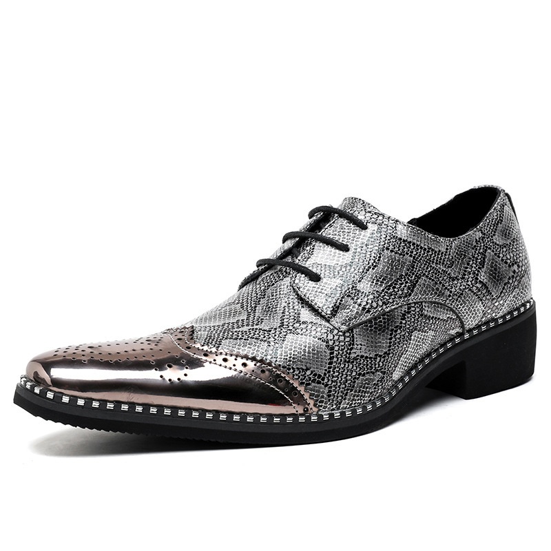 WalkPrime WalkPrime Cross-Border Gold Glossy Business Brogue Scarpe Derby con lacci, punta affilata, stile europeo e americano, taglia grande_voghion.com
