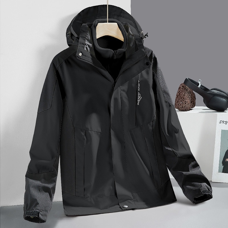 Boy Outdoor 3-in-1 Jacke für Damen und Herren, Paar-Wanderanzug, winddicht, wasserdicht, atmungsaktiv, wasserabweisend_voghion.com