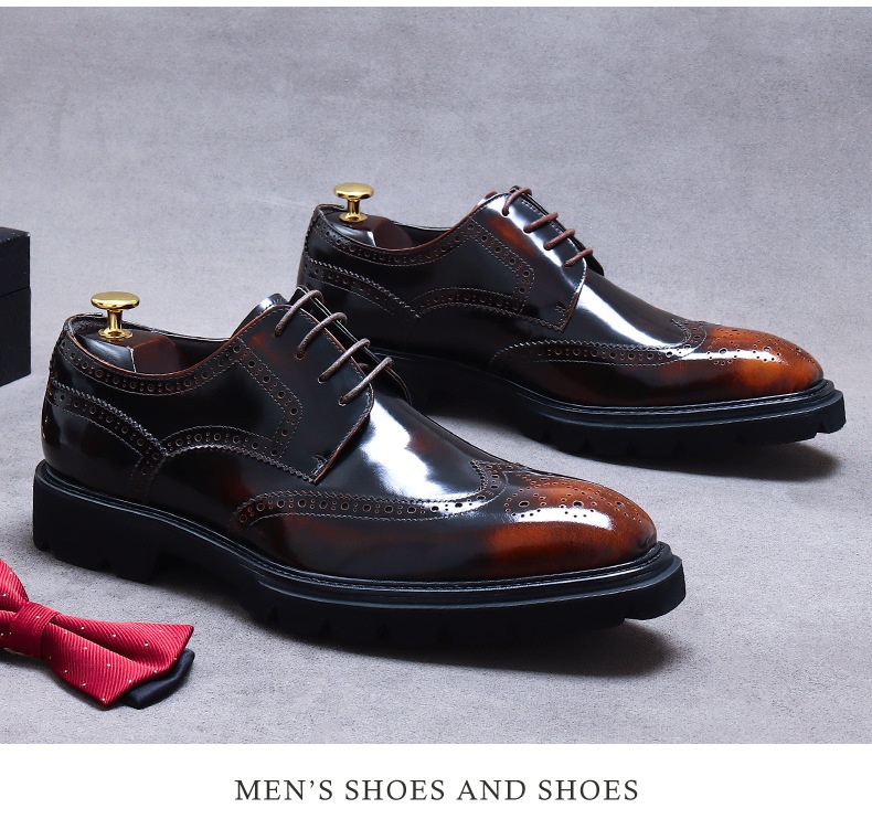 Voyage Voyage Grande Saldi Scarpe da Sposa Formali da Uomo in Pelle di Vacchetta con Suola Spessa, Fatte a Mano, Derby Lucide e Traspiranti_voghion.com