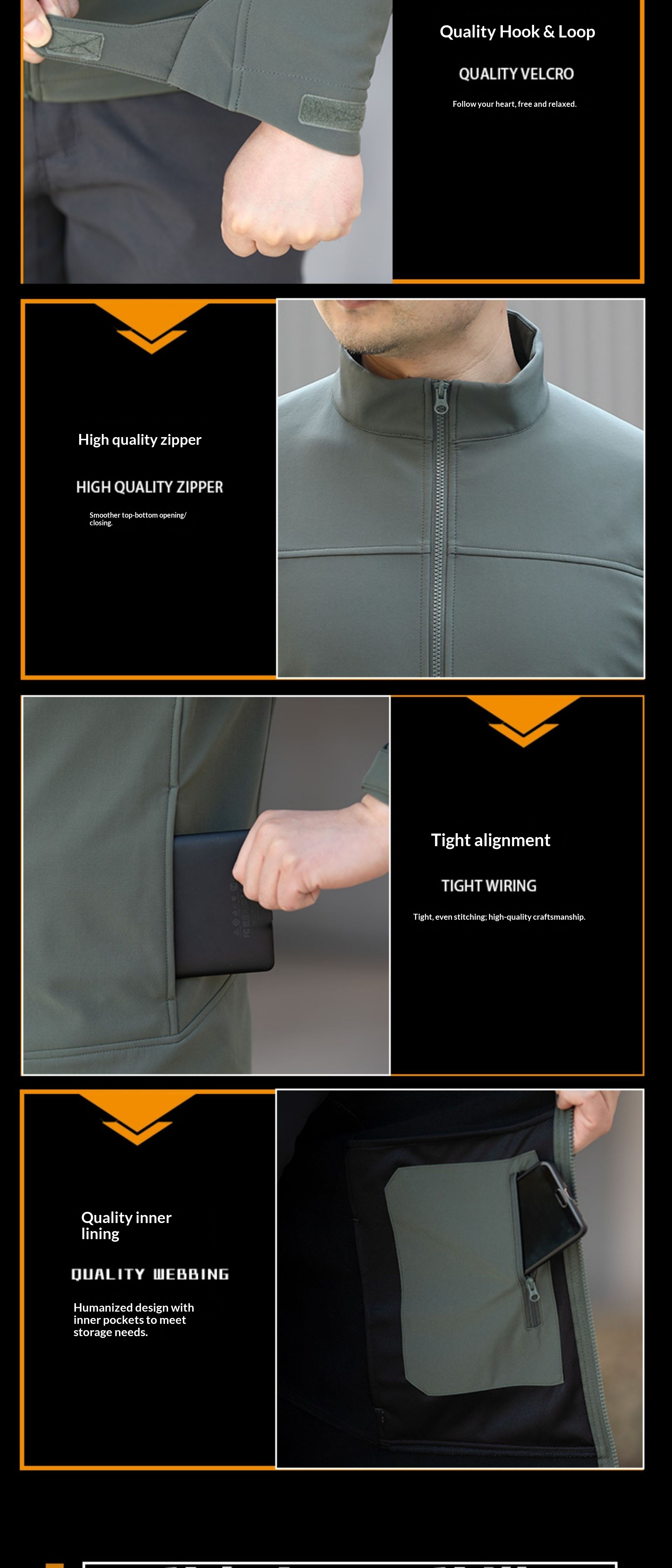 boy Boy Angken Autumn Winter New Men's Tactical Jacket Waterproof Wear-resistant Stand Collar Casual Versatile Fleece Thin Coat_voghion.com