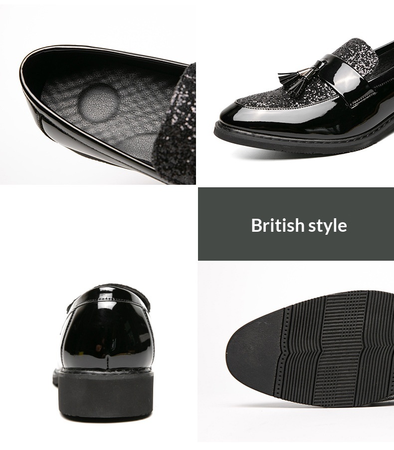 Voyage British Style Tassel Loafers Trendy Men's Slip-On Formal Business Casual Leather European And American Sequin Evening_voghion.com